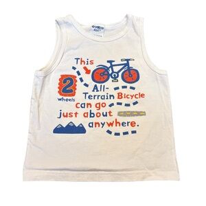 Oshkosh B’Gosh Vintage Cotton White Sleeveless Kids Unisex Bicycle Tank Top 4T